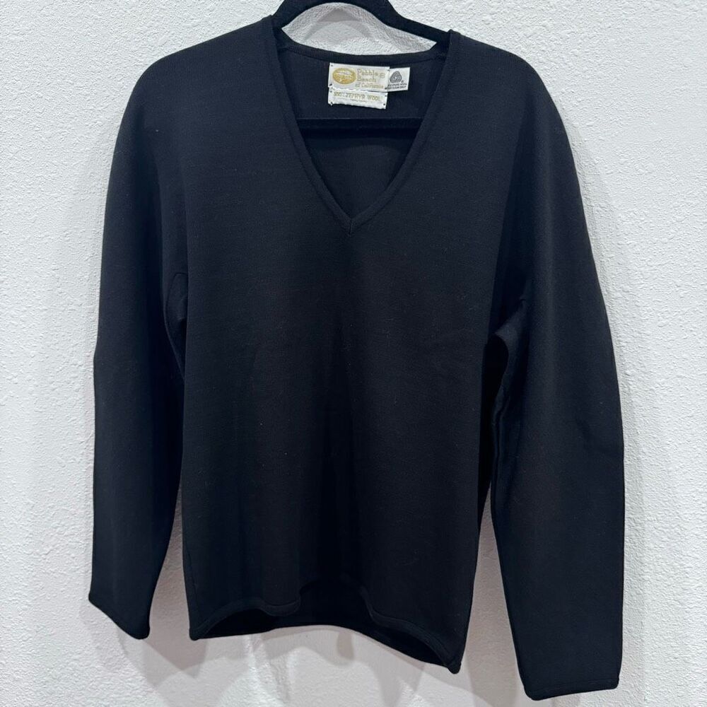 Pebble beach 100% pure‎ wool  black blouse size medium